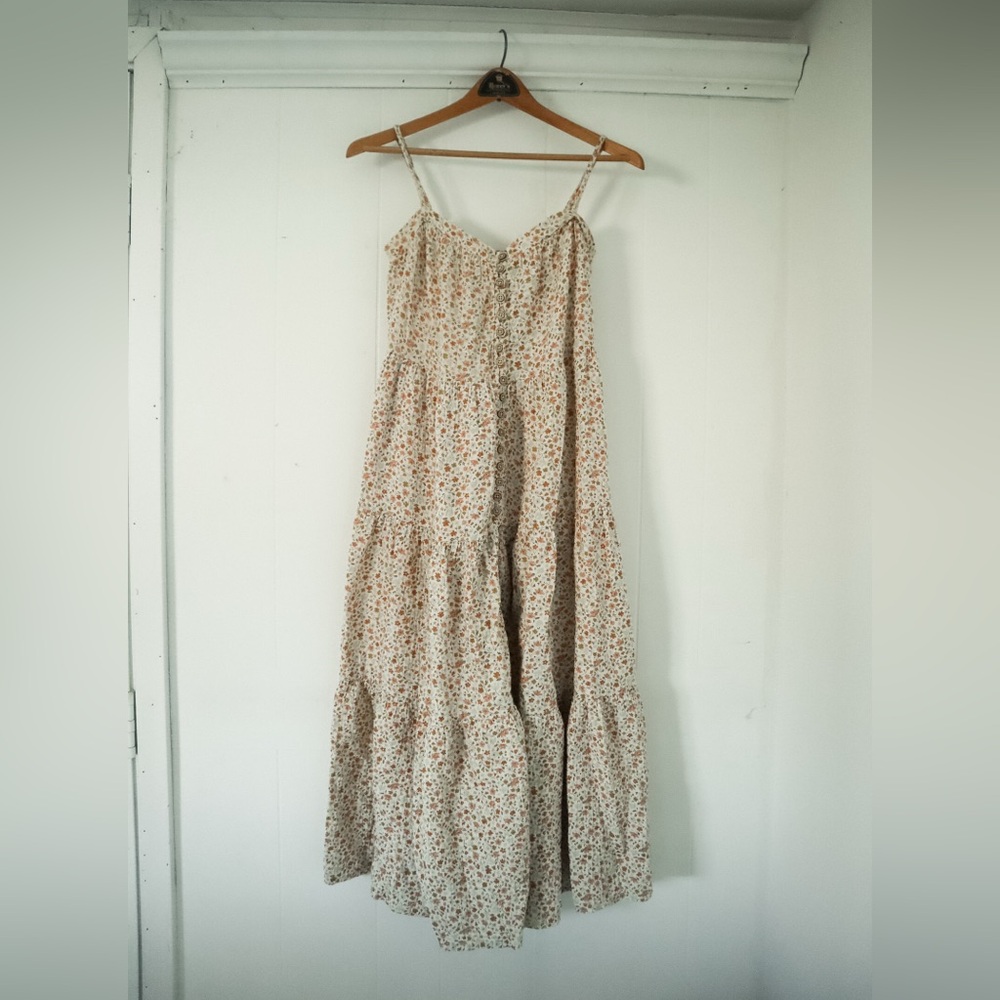 Rylee + Cru Floral Beige Maxi Dress